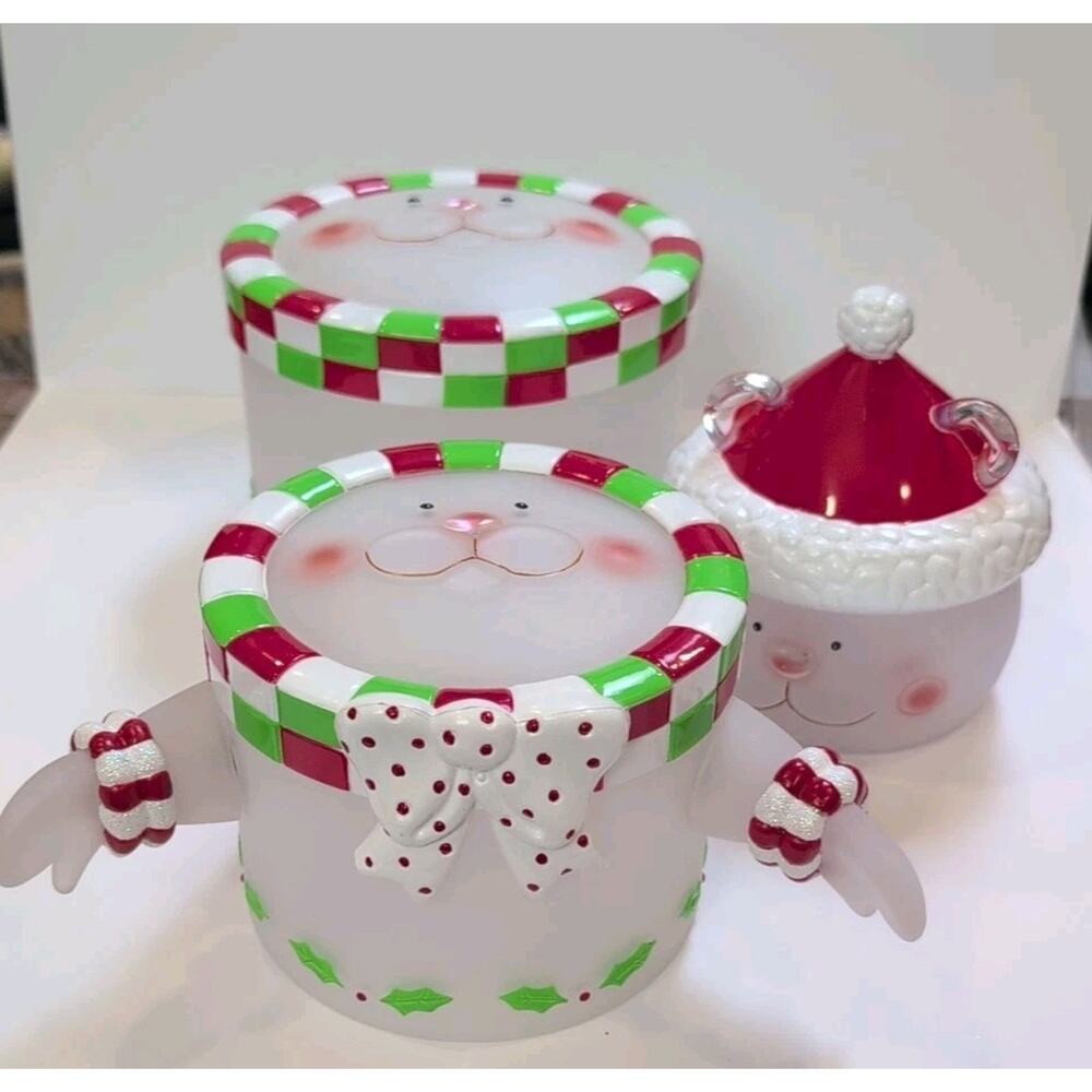 Set Of Three Christmas Snowmen Acrylic Nesting Canister Set